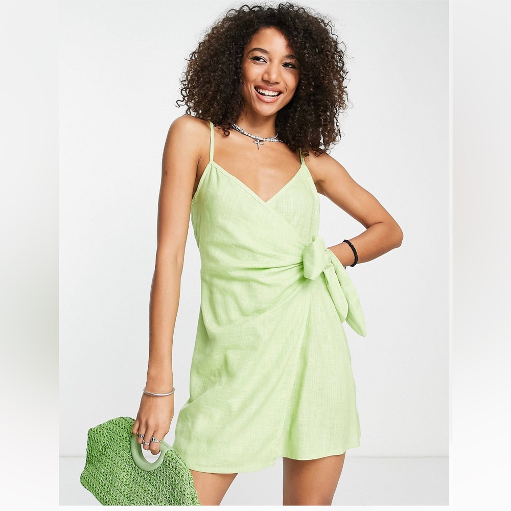 Wrap linen mini sundress